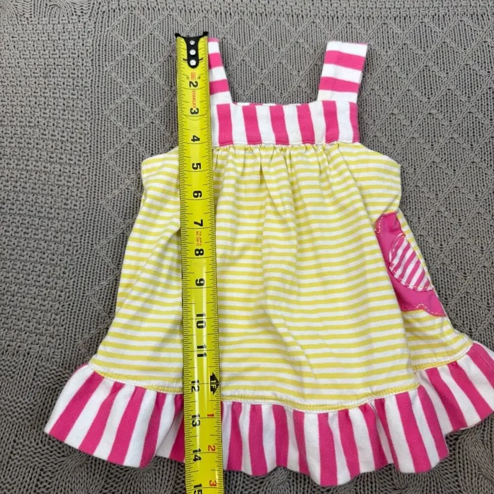 Hanna Andersson Sunny Dress Sunshower ~ Pink and Yellow Striped Dress ~ 3/6M